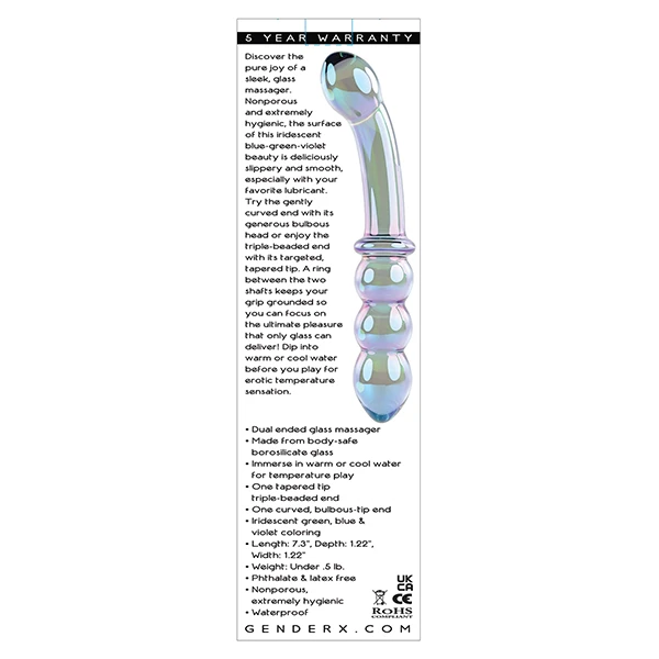 Gender X Lustrous Galaxy Wand Dual Ended Glass Massager - Green - Image 5