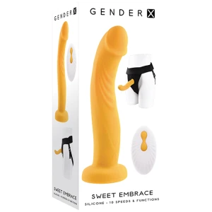 Gender X Sweet Embrace Dual Motor Strap On Vibe w-Harness - Yellow