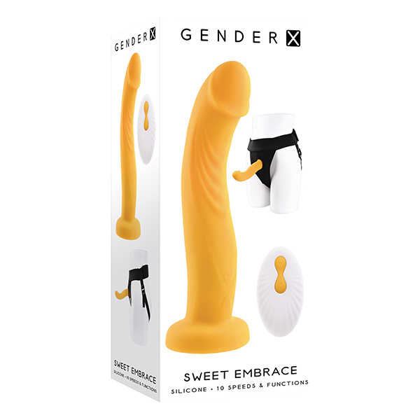 Gender X Sweet Embrace Dual Motor Strap On Vibe w-Harness - Yellow