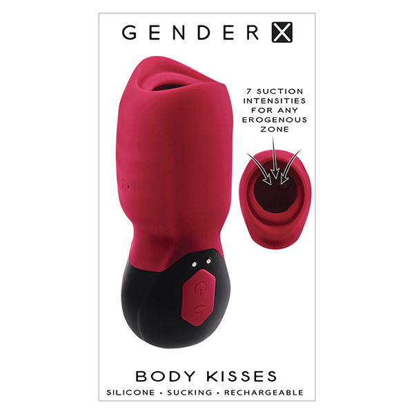 Gender X Body Kisses Vibrating Suction Massager - Red-Black