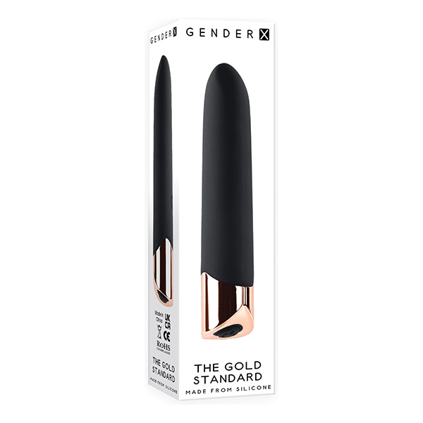 Gender X The Gold Standard Rechargeable Silicone Bullet - Black-Rose Gold