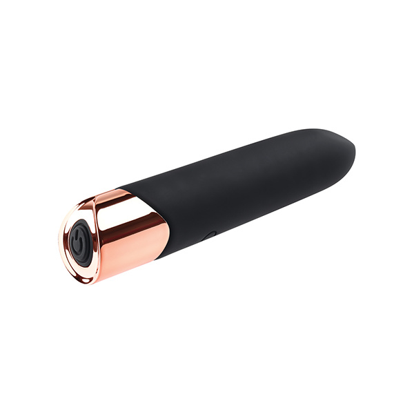 Gender X The Gold Standard Rechargeable Silicone Bullet - Black-Rose Gold - Image 3