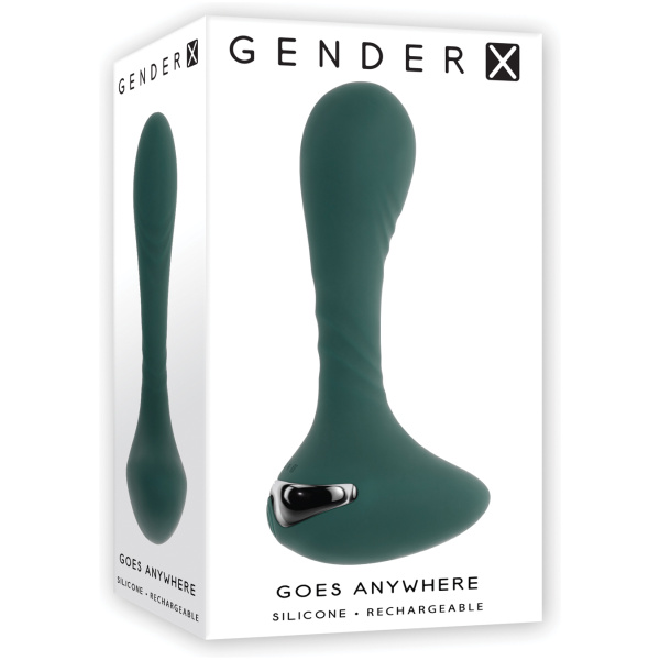 Gender X Goes Anywhere Vibrating Silicone Plug - Teal