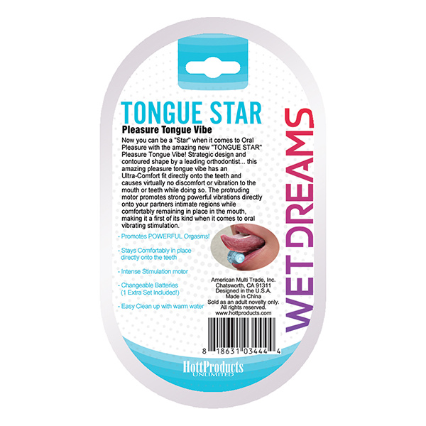 Wet Dreams Tongue Star Vibe - Clear W/10 Ml Liquor Lube Pillow - Image 2