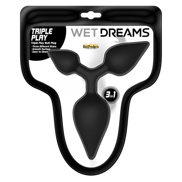 Wet Dreams Triple Play Anal Plug - Black