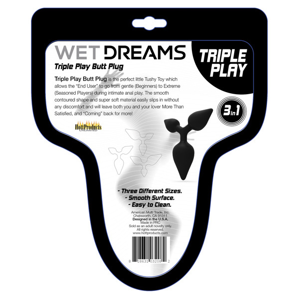 Wet Dreams Triple Play Anal Plug - Black - Image 3