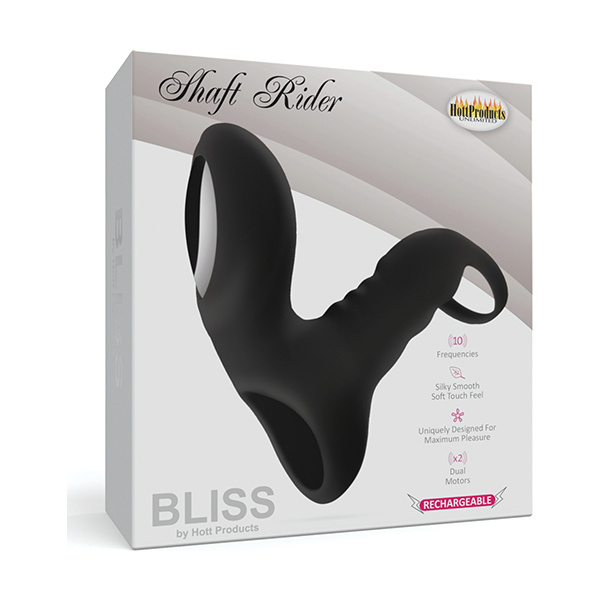 Bliss Shaft Rider Vibrating Cock Ring Sleeve - Black