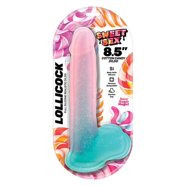 Sweet Sex 8.5" Lollicock Cotton Candy Dildo - Multi Color