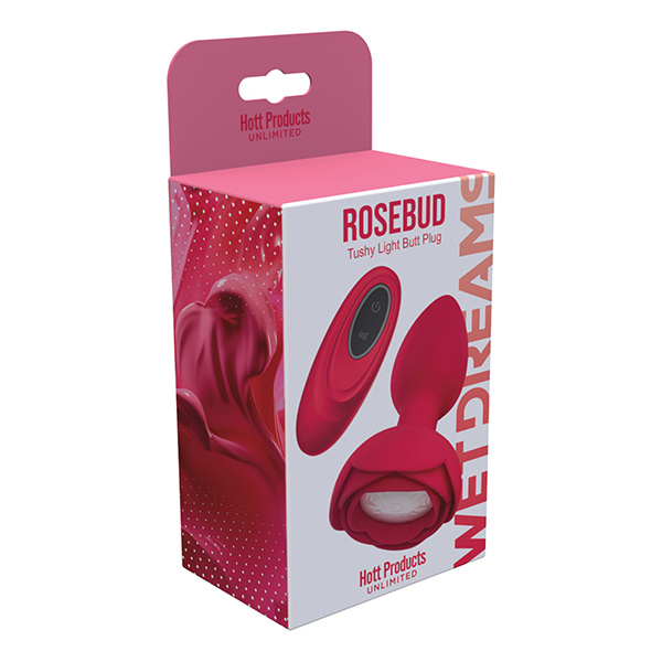 Rosebud Tushy Light Up Butt Plug - Red