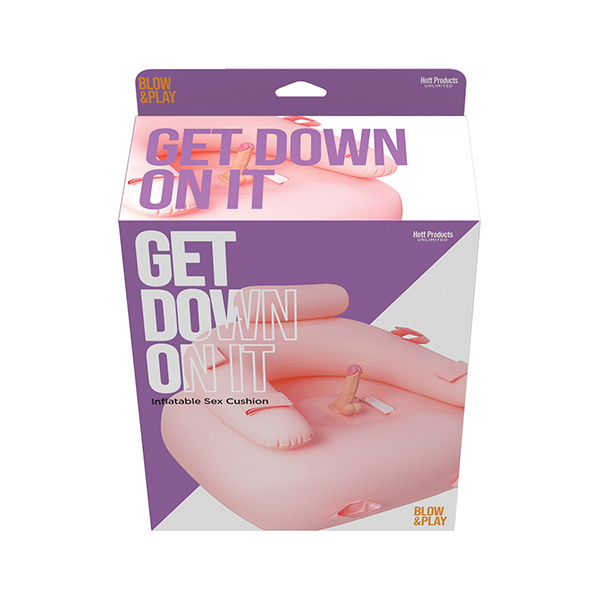 Get Down On It Inflatable Cushion w-Remote Controlled Dildo & Wrist-Leg Strap