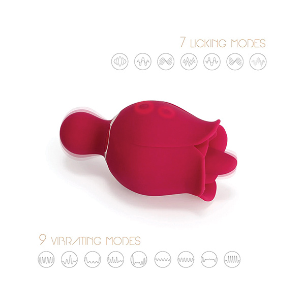 Sylvia Tongue Licking Rose Vibrator - Red - Image 2