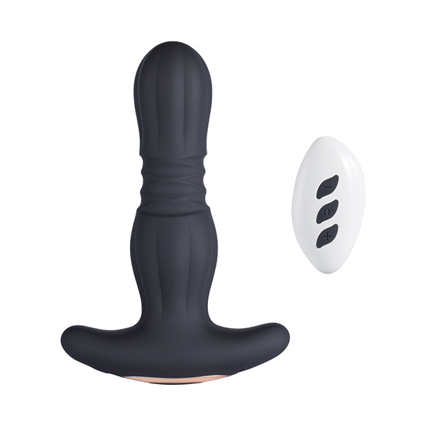 Agas Thrusting Butt Plug w- Remote Control - Black