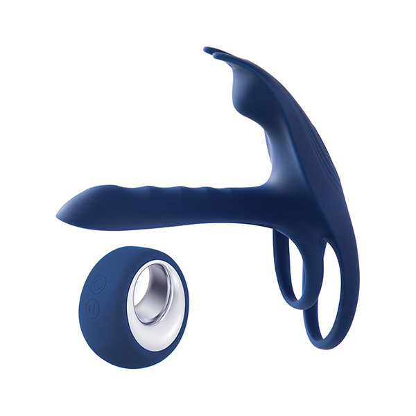 Blue Fox Vibrating Girth Enhancer Penis Sleeve - Blue