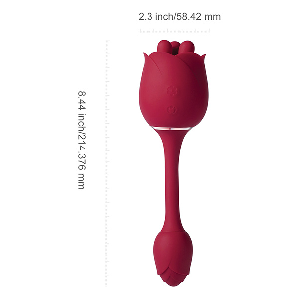 Roseann Double Ended Rose Toy Vibrator - Red - Image 3