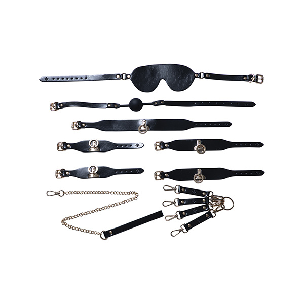 Kinky Play Box BDSM Kit 5 Piece Bondage Set - Black