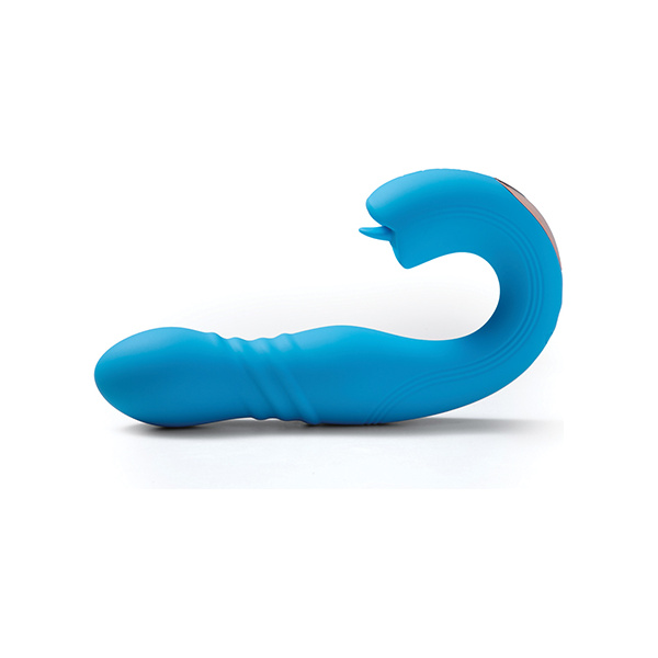 Joi App Controlled Thrusting G-Spot Vibrator & Clit Licker - Blue - Image 5
