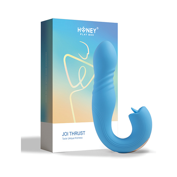Joi App Controlled Thrusting G-Spot Vibrator & Clit Licker - Blue - Image 3