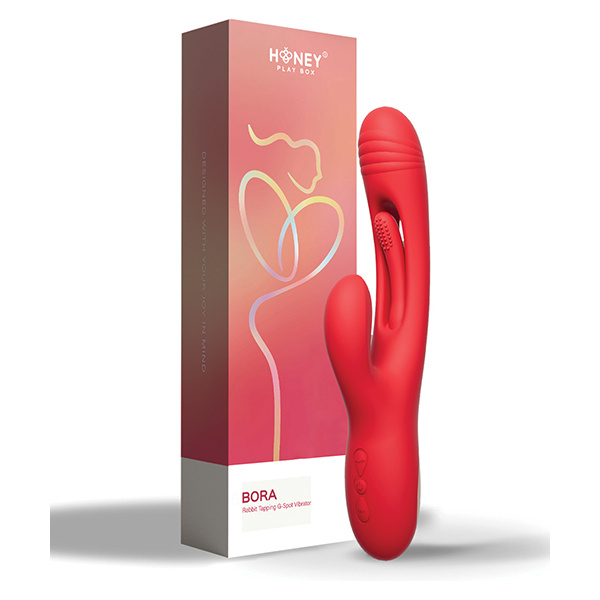 Bora G-Spot Tapping Rabbit Vibrator - Red - Image 2