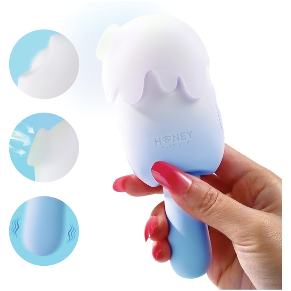 Bite Me Sucking, Tapping & Vibrating Cream Pop Stimulator - Blue-White - Image 4