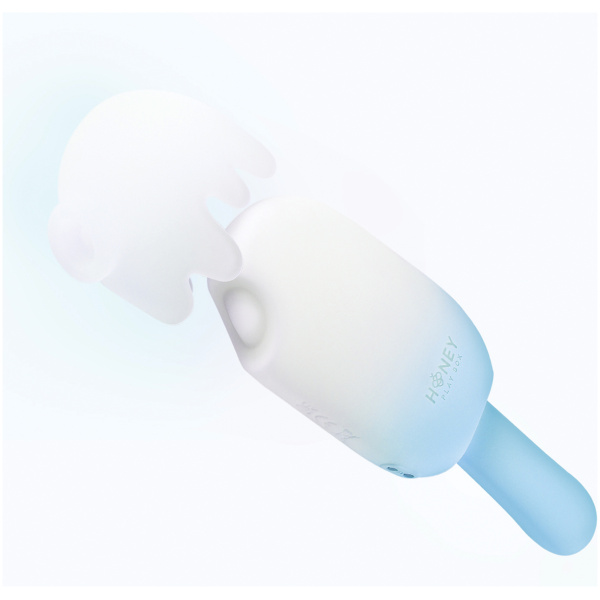 Bite Me Sucking, Tapping & Vibrating Cream Pop Stimulator - Blue-White - Image 2