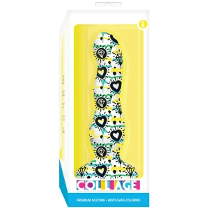Collage Diamonds & Hearts Curvy Silicone Dildo