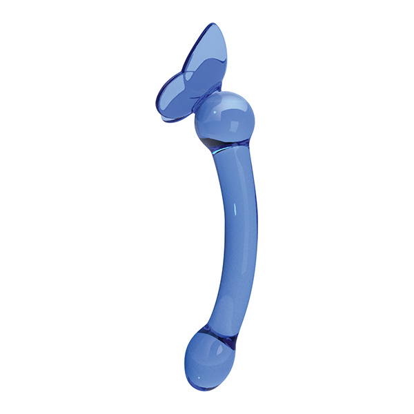 Glass Menagerie Butterfly Glass G Spot Dildo - Dark Blue - Image 3