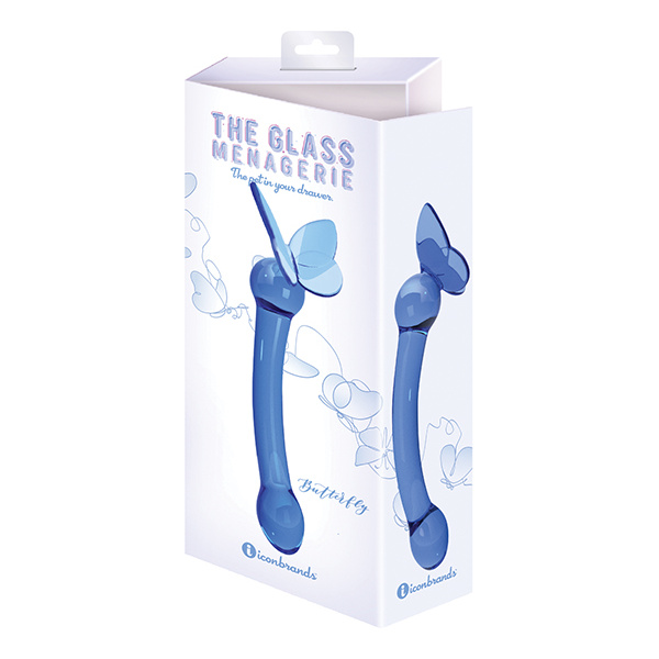 Glass Menagerie Butterfly Glass G Spot Dildo - Dark Blue - Image 2