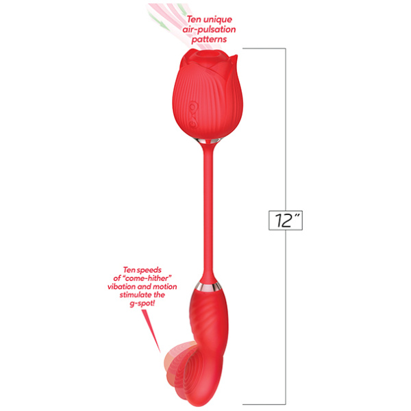 Wild Rose Suction & Come Hither Vibrator - Red - Image 2