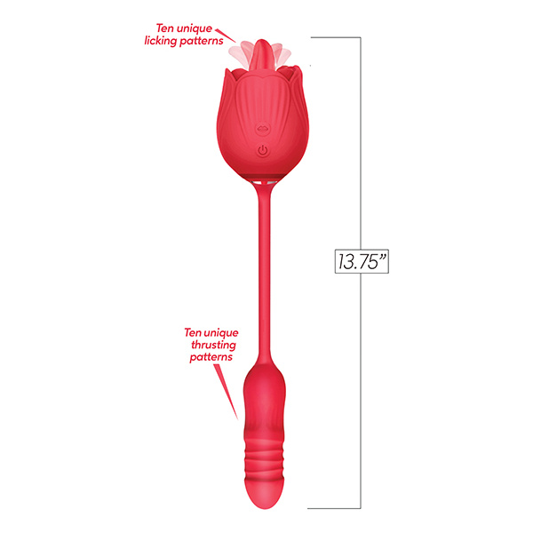 Wild Rose Licking & Thrusting Vibrator - Red - Image 2