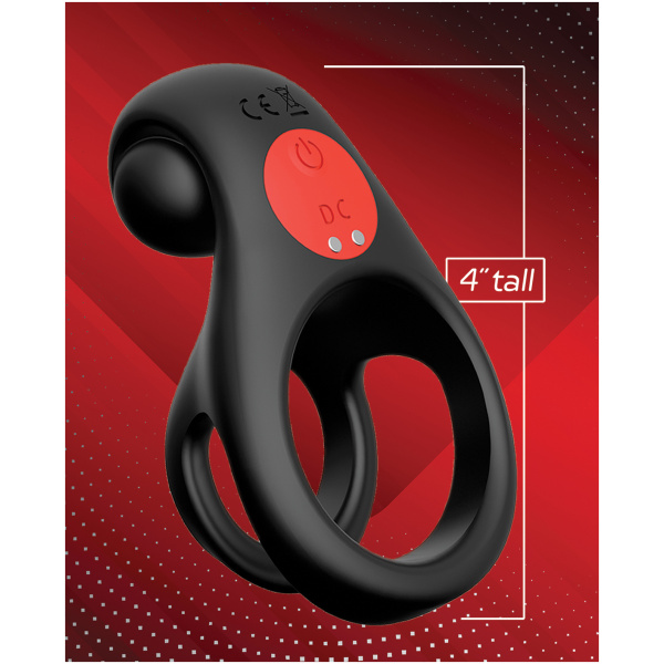 Massive Red Dot Cock Ring V2 - Black - Image 3