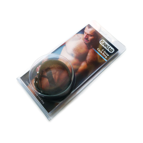 KinkLab Leather 3 Snap Cock Ring - Image 2