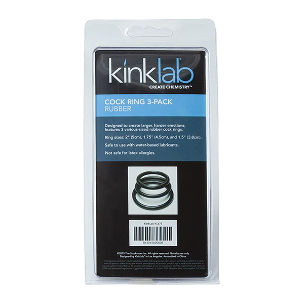 KinkLab Rubber Cock Ring - Pack of 3 - Image 2