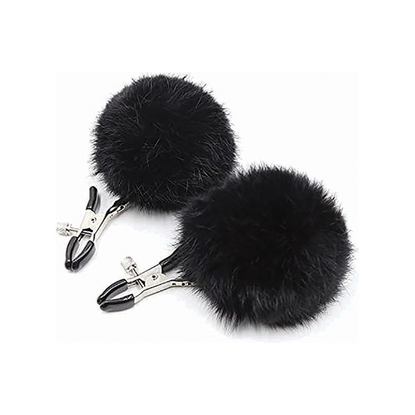 Sexy AF Nipple Clamps - Black Puff Ball - Image 2