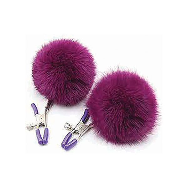 Sexy AF Nipple Clamps - Purple Puff Ball - Image 2