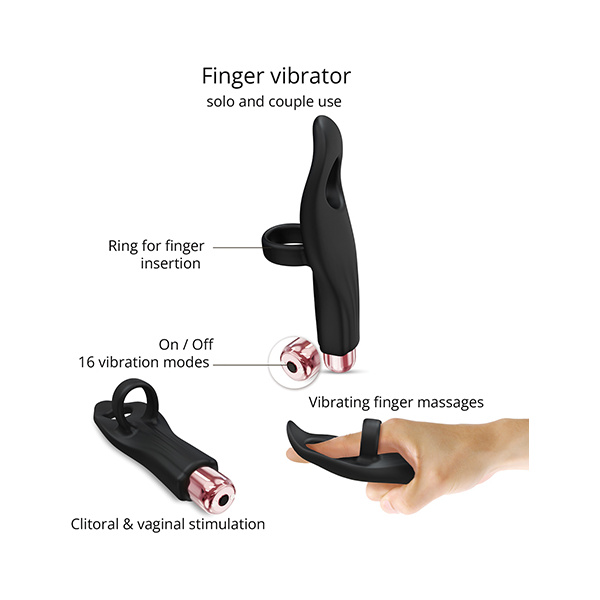 Love to Love Tickle Me Finger Vibe - Black Onyx - Image 3
