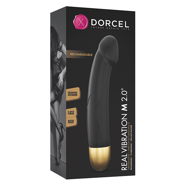 Dorcel Real Vibration M 8.6" Rechargeable Vibrator 2.0 - Black-Gold