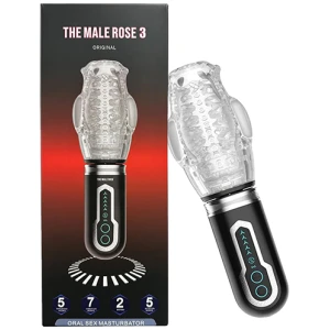 The Male Rose 3 Thrusting, Rotating & Vibrating Oral Sex Masturbator - Black