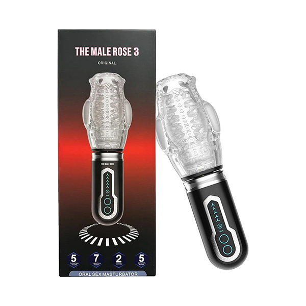 The Male Rose 3 Thrusting, Rotating & Vibrating Oral Sex Masturbator - Black