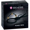 Mystim Pearly Pete Corona Strap w-Gold Balls - Black