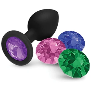 Nobu Fetish Small Silicone Plug w-Jewels - Black