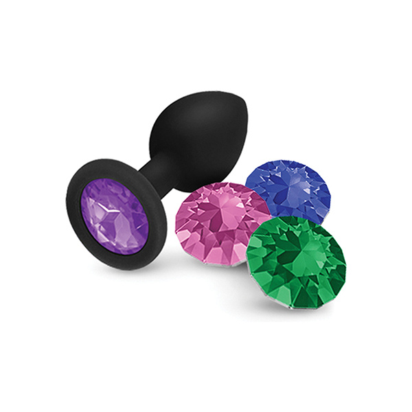 Nobu Fetish Small Silicone Plug w-Jewels - Black