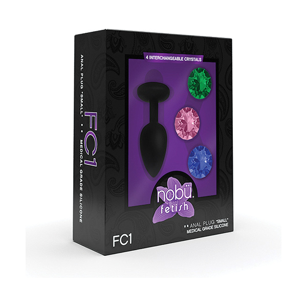 Nobu Fetish Small Silicone Plug w-Jewels - Black - Image 3