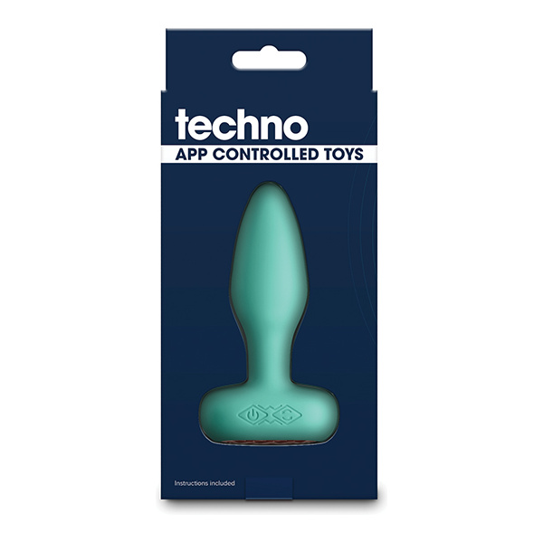 Techno Prism App Controlled Rotating & Vibrating Anal Plug - Teal - Image 2