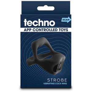 Techno Strobe App Controlled Vibrating Cock Ring - Black