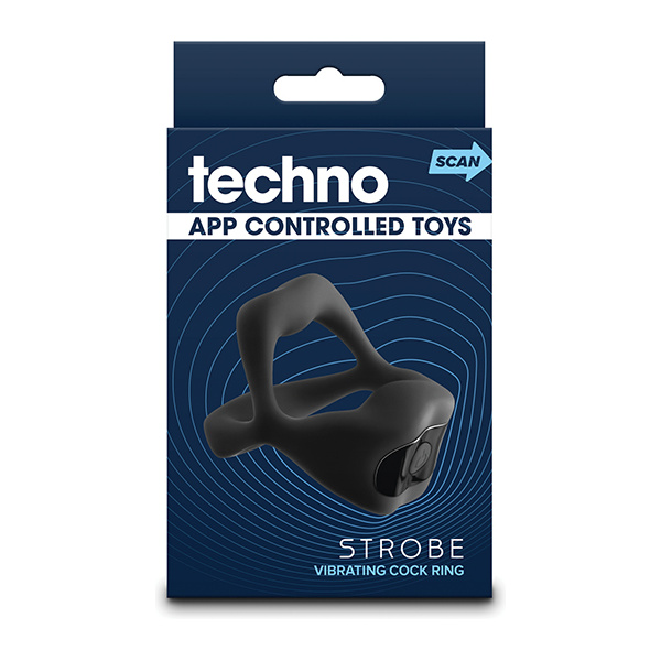 Techno Strobe App Controlled Vibrating Cock Ring - Black