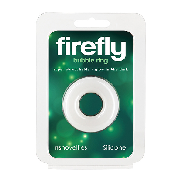 Firefly Glow in the Dark Bubble Cock Ring - White