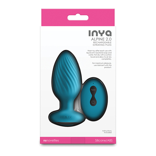 INYA Alpine 2.0 Gyrating & Vibrating Anal Plug w-Remote - Teal - Image 4