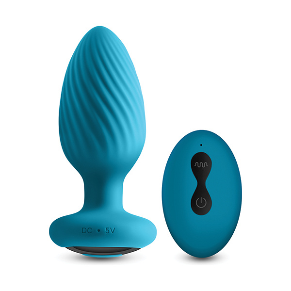 INYA Alpine 2.0 Gyrating & Vibrating Anal Plug w-Remote - Teal - Image 3