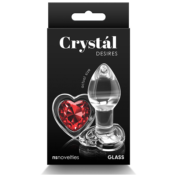 Crystal Desires Glass Heart Gem Butt Plug - Red