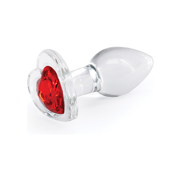 Crystal Desires Glass Heart Gem Butt Plug - Red - Image 2